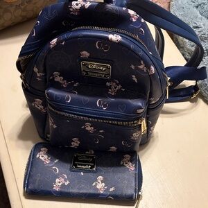 Loungefly Sailor Minnie Disney Navy Backpack and Wallet (retired)